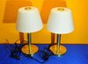 2 One Touch bedside lamps brass opal glass white