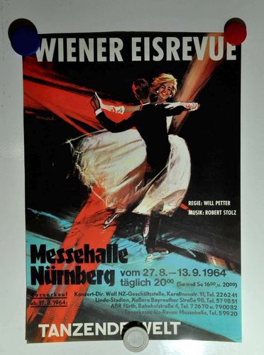 Tanzende Welt Wiener Eisrevue Poster Nürnberg 1964