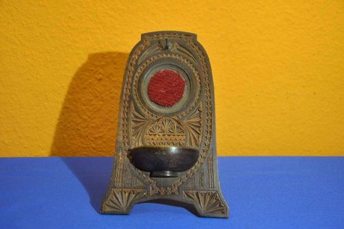 Pocket watch stand around 1900 hand-carved wood