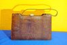Vintage Leather Handbag Reptile Clutch in Brown