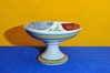 Keramik Schale mit Fuß Hand bemalt 1960er Design