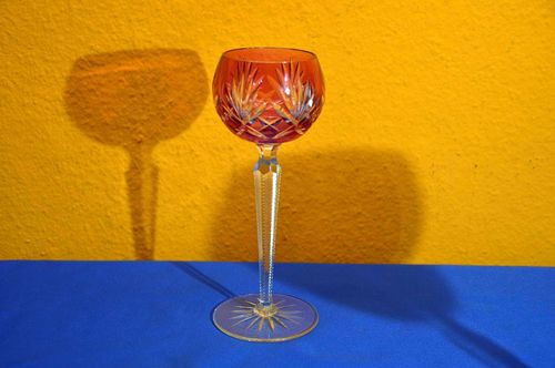 Vintage colored cut to clear crystal Wine  Goblet
