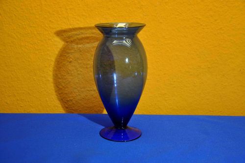 Blue footed vase made of wafer-thin glass