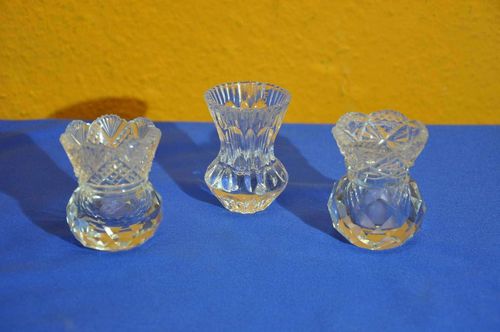 Vintage Pressed Glass 3 Pretty Miniature Vases
