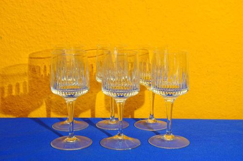 WMF wine glasses Carola notch cut 1960s crystal glass