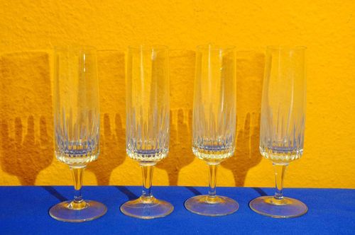 WMF Champagne glasses Carola notch cut 1960s crystal