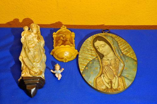 For home altar Madonna holy water wall cauldron made wax