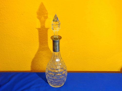 Wine crystal carafe rare cut with silver mount