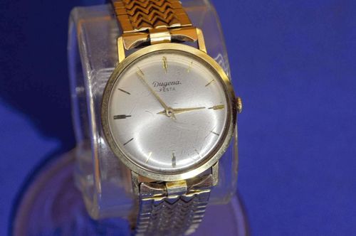 Dugena Festa Armbanduhr 1960er mit Fischgräten Armband