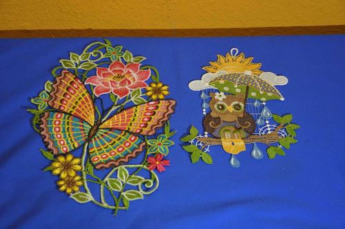 Fabric Window Art Woven Owl and Butterfly