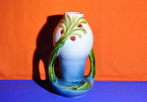 Art Nouveau majolica vase from Sarreguemines France