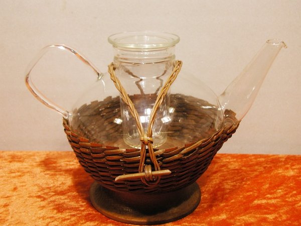 Jena Glas - Teekanne von Löffelhardt - RARITÄT mit dem Bastkorb - Sammlerstück\\n\\n23.06.2014 18:39